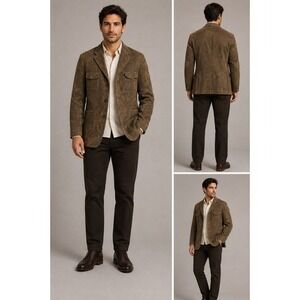 Maestro Mens 40R Brown Herringbone Corduroy Blazer 3-Button Sport Coat‎ Jacket